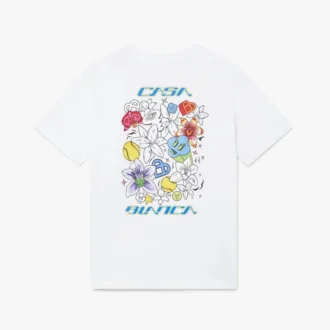 Wit T-shirt met korte mouwen en graffitiprint