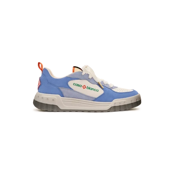 Witte en blauwe Court-sneaker voor heren