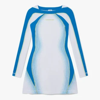 Witte stretch tennis maxi-jurk in halftoon