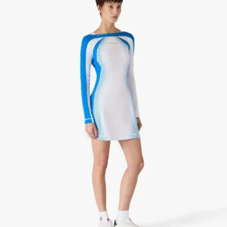Witte stretch tennis maxi-jurk in halftoon