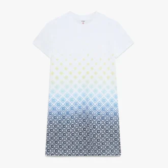 Witte T-shirtjurk met monogram in kleurverloop Witte T-shirtjurk met monogram in kleurverloop