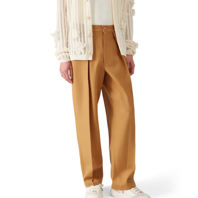 Wollen chino met plooien Wollen chino met plooien