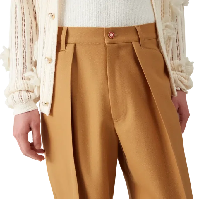 Wollen chino met plooien Wollen chino met plooien