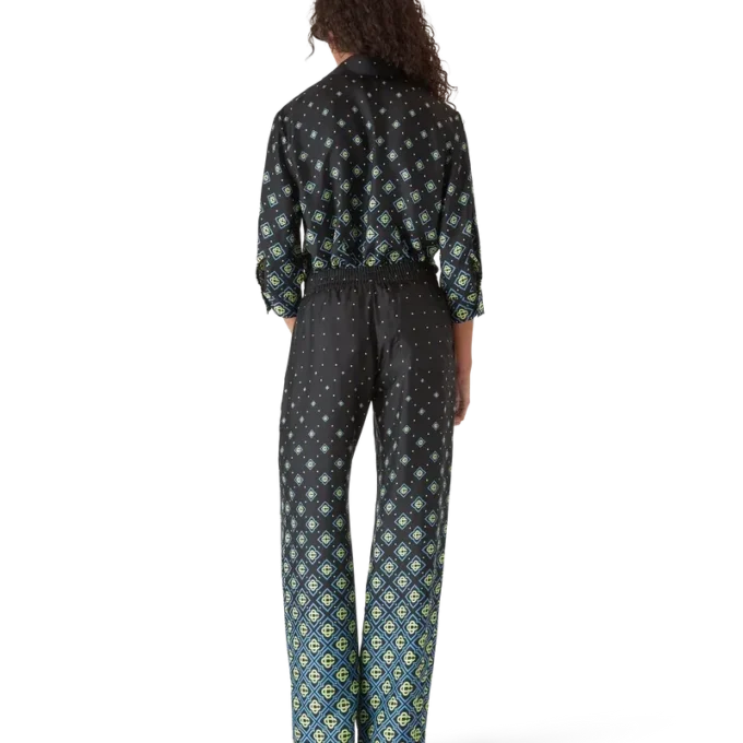 Zijde-broek met monogram in kleurverloop Zijde-broek met monogram in kleurverloop