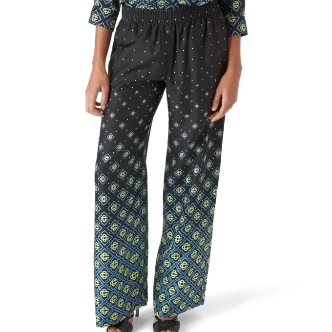 Zijde-broek met monogram in kleurverloop Zijde-broek met monogram in kleurverloop