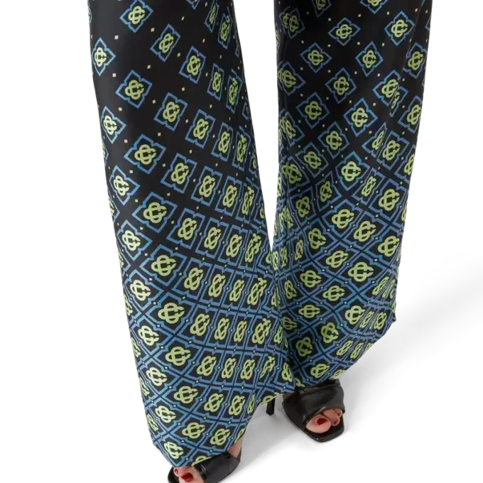 Zijde-broek met monogram in kleurverloop Zijde-broek met monogram in kleurverloop