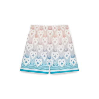 Zijden short met hartvormig monogram in kleurverloop