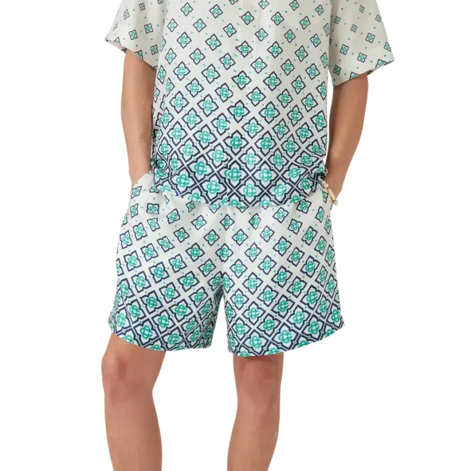 Zijden short met monogram in kleurverloop Zijden short met monogram in kleurverloop