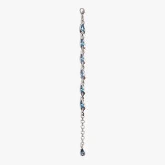 Zilveren & blauwe waterdruppel armband van messing