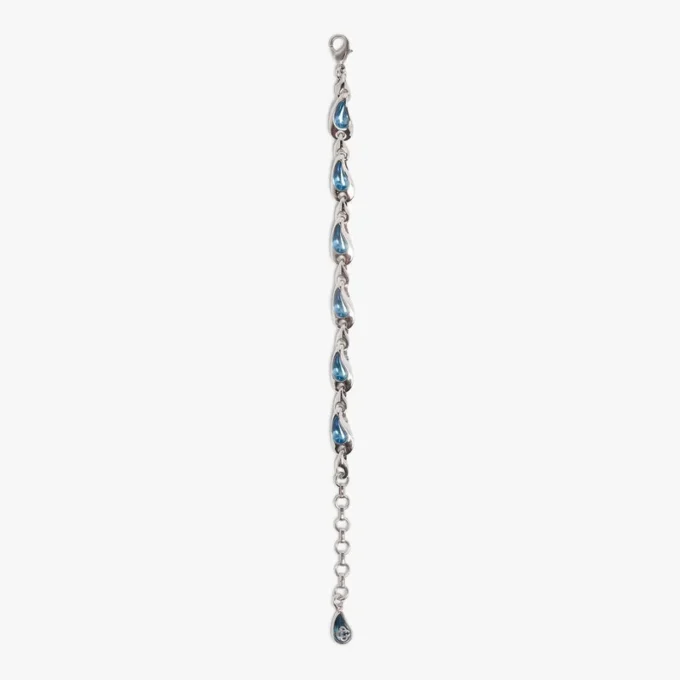 Zilveren & blauwe waterdruppel armband van messing