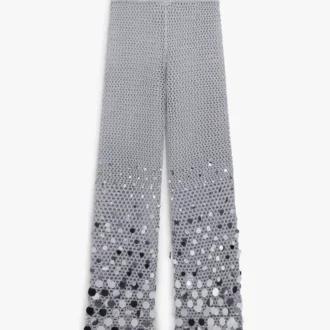 Zilveren broek met spiegelhaakwerk