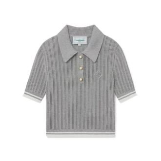 Zilveren poloshirt met korte mouwen Zilveren poloshirt met korte mouwen