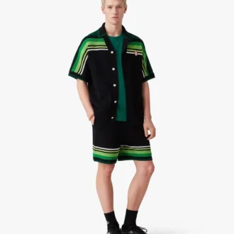 Zwart gestreept poloshirt met korte mouwen