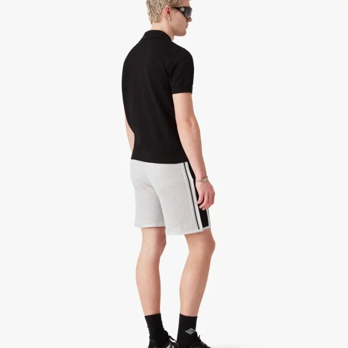 Zwart Pointelle Monogram poloshirt met korte mouwen