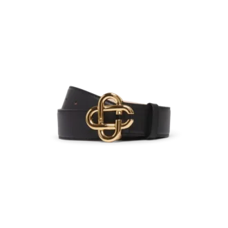 Zwarte herenriem met CC-logo en gouden gesp