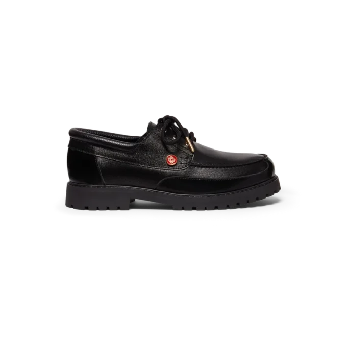 Zwarte leren bootschoenen voor heren