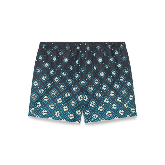 Zwarte swimshort met monogram in kleurverloop Zwarte swimshort met monogram in kleurverloop