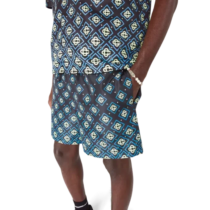 Zwarte swimshort met monogram in kleurverloop Zwarte swimshort met monogram in kleurverloop